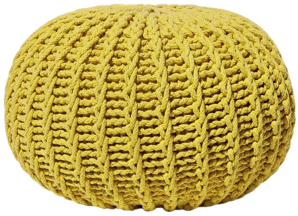 Pufe redondo em tricot amarelo 50 x 35 cm CONRAD II Beliani