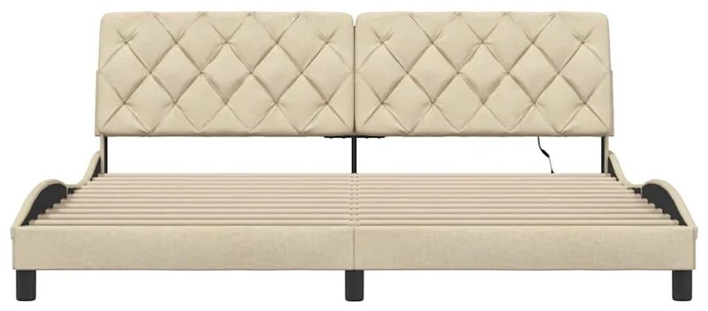 Estrutura de cama com LED sem colchão 200x200 cm tecido creme