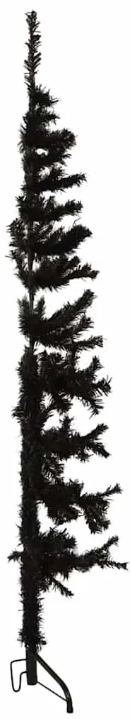 Meia árvore de Natal fina com suporte 150 cm preto