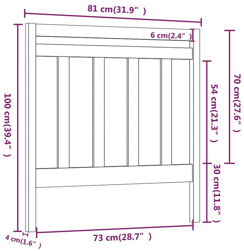 Cabeceira de cama 81x4x100 cm pinho maciço