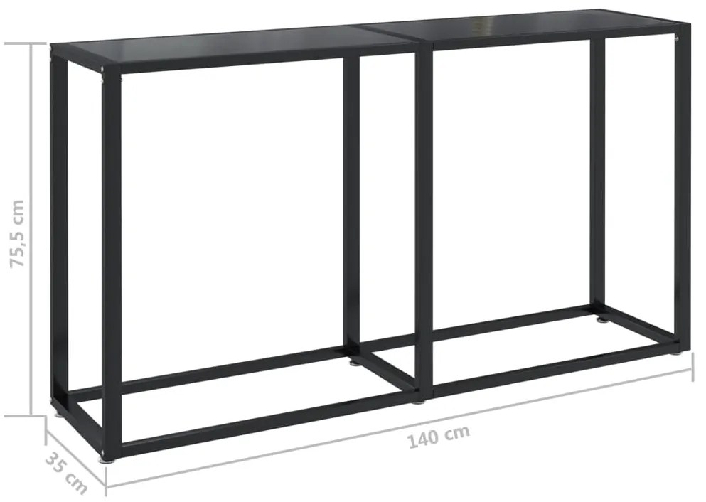 Mesa consola preto 140x35x75,5 cm vidro temperado