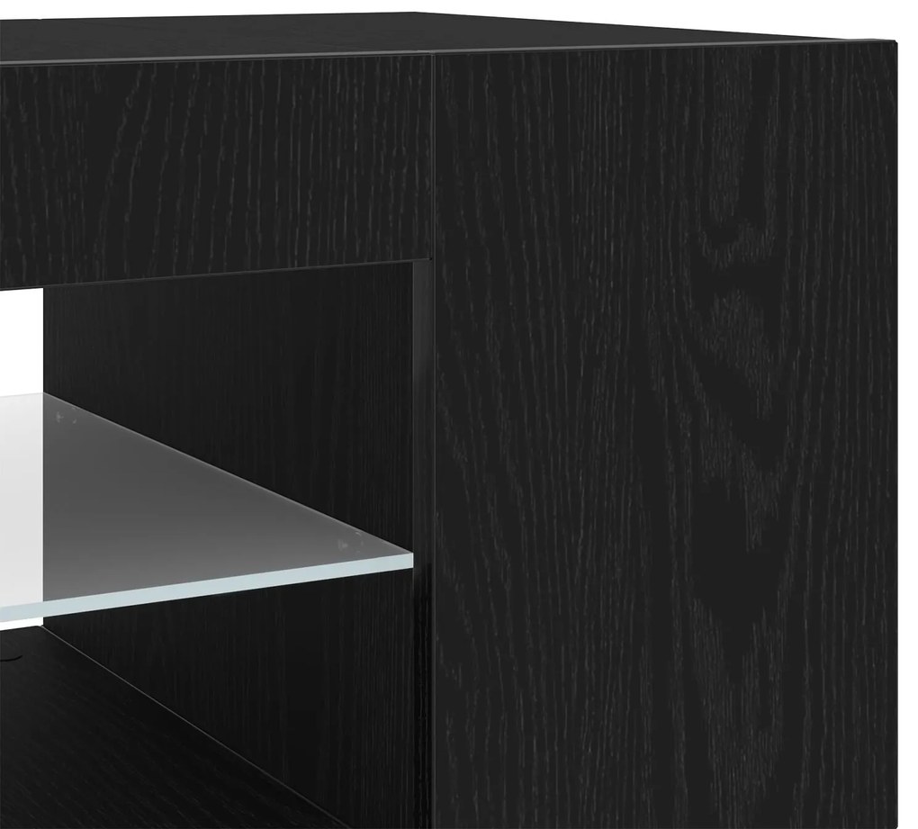 Estante de TV vidaXL com Luzes LED em Carvalho Preto 135x39x30cm em Ma