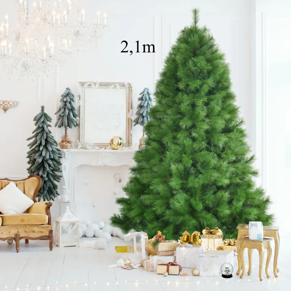 Árvore de Natal 2,1m com 808 ramos em 100% PVC, perfeito como decoração