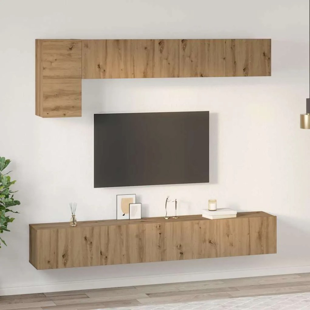 Conjunto de móvel de TV 5 pcs carvalho artisiano Médio 100 cm
