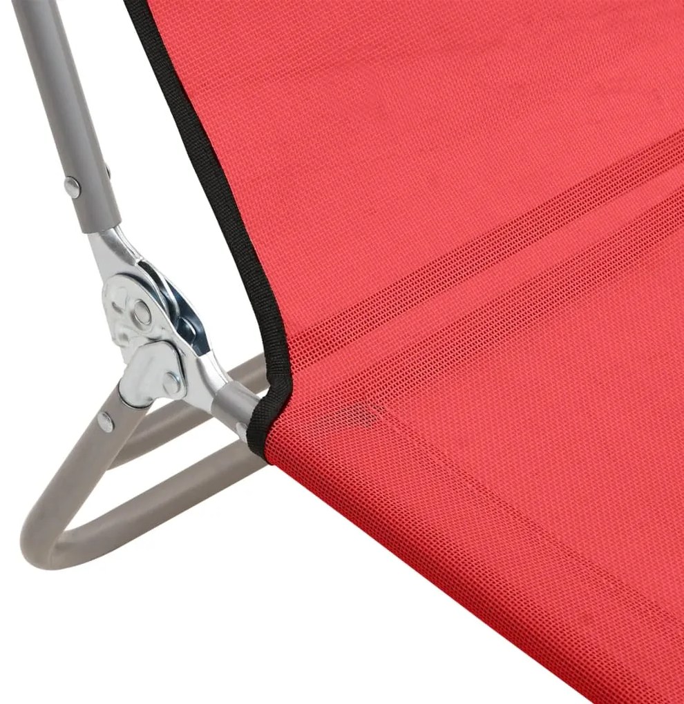 Espreguiçadeiras dobráveis 2 pcs textilene e aço vermelho