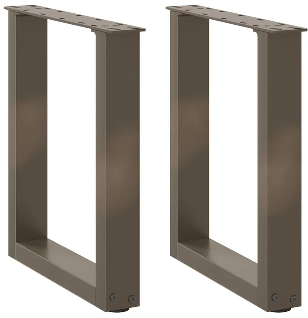 vidaXL Pés para mesa de centro em formato de U, 2 peças, aço natural, 38 x (42-43) cm, aço