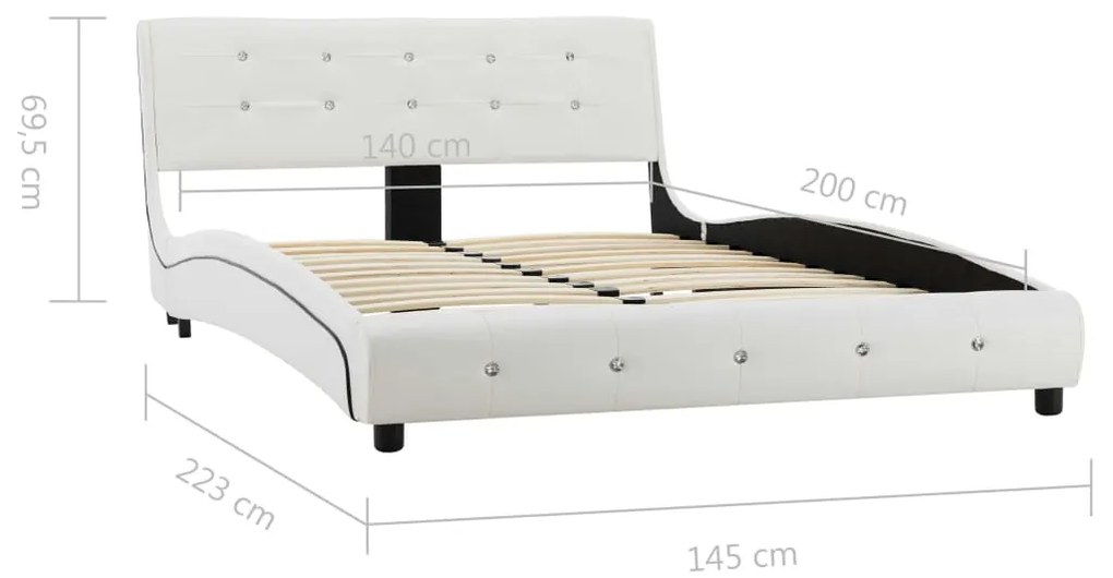 Estrutura de cama 140x200 cm couro artificial branco