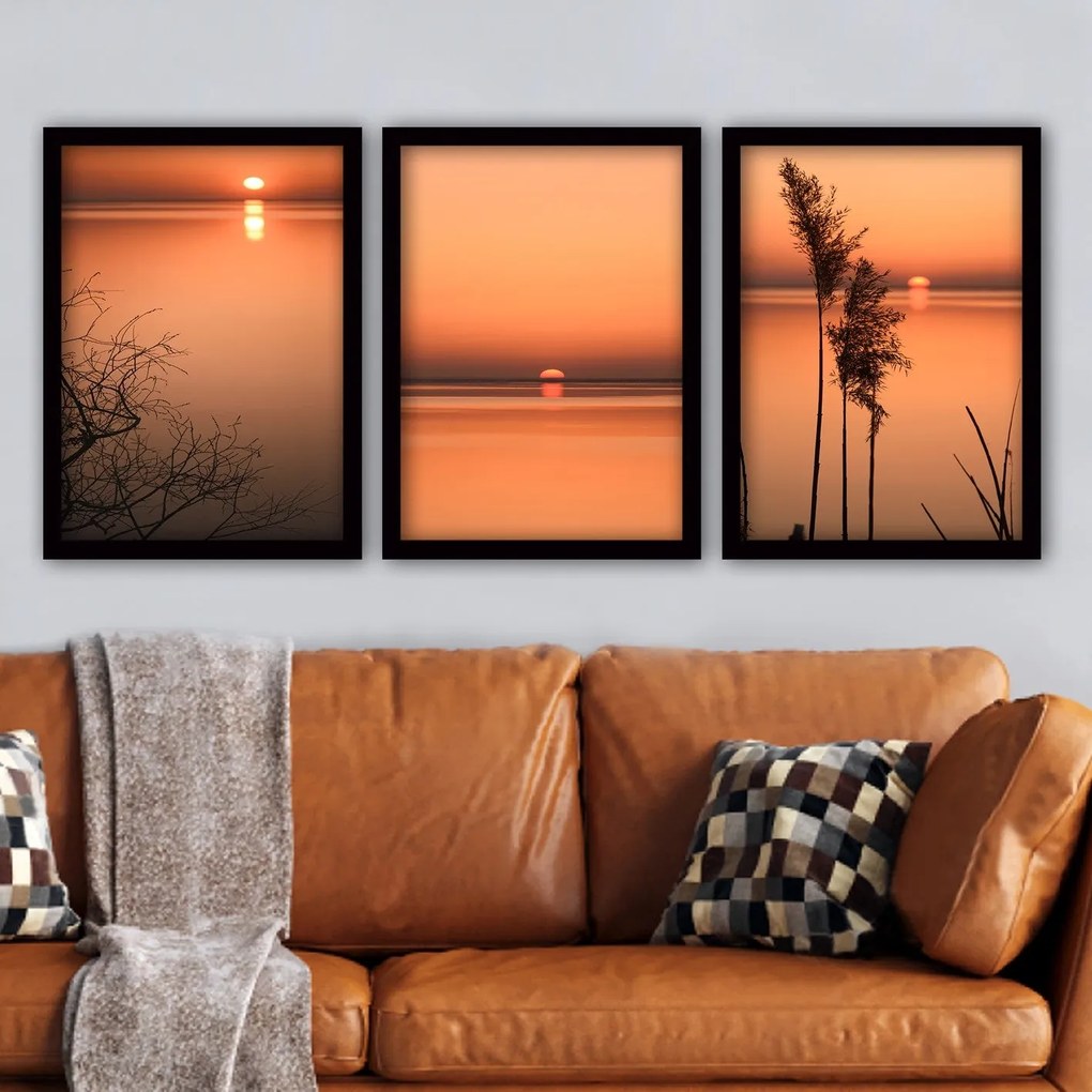 Pintura Decorativa em Moldura 3SC55 – Multicolor – 35 x 45 cm (3 Peças