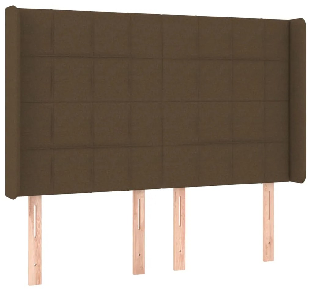 Cama box spring c/ colchão/LED 140x200cm tecido castanho-escuro