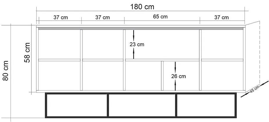 Console Quantum – Atlantic Pine Black – 180x80x40 cm