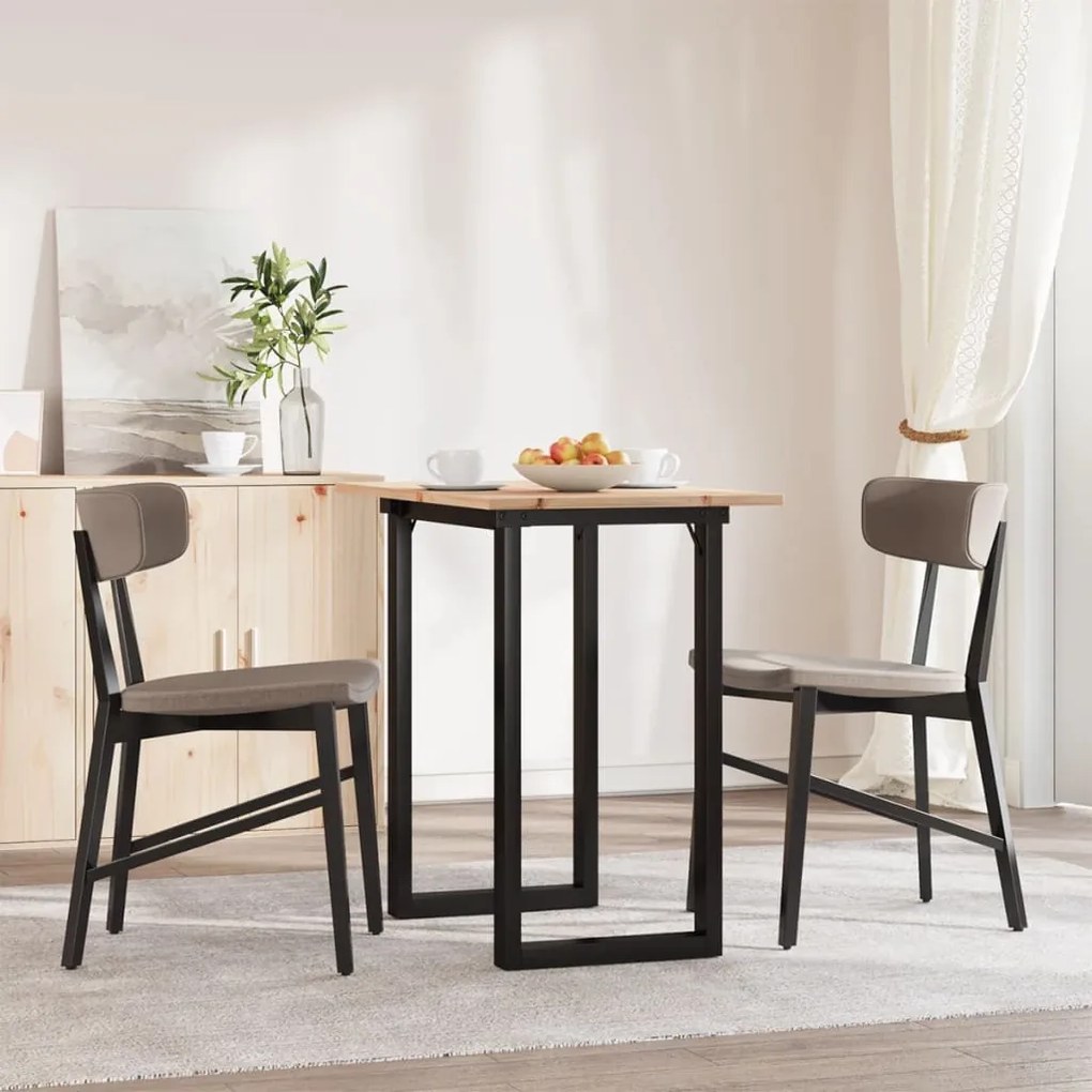 Mesa de jantar estrutura em O 80x50x75 cm pinho e aço