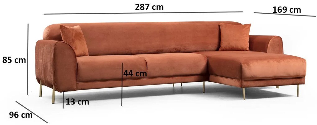 Sofá-Cama de Canto Image Corner – Canela – 287 x 169 cm