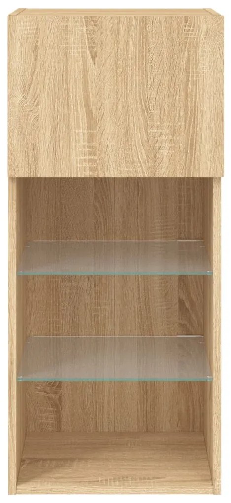 Móvel de TV com luzes LED 40,5x30x90 cm carvalho sonoma