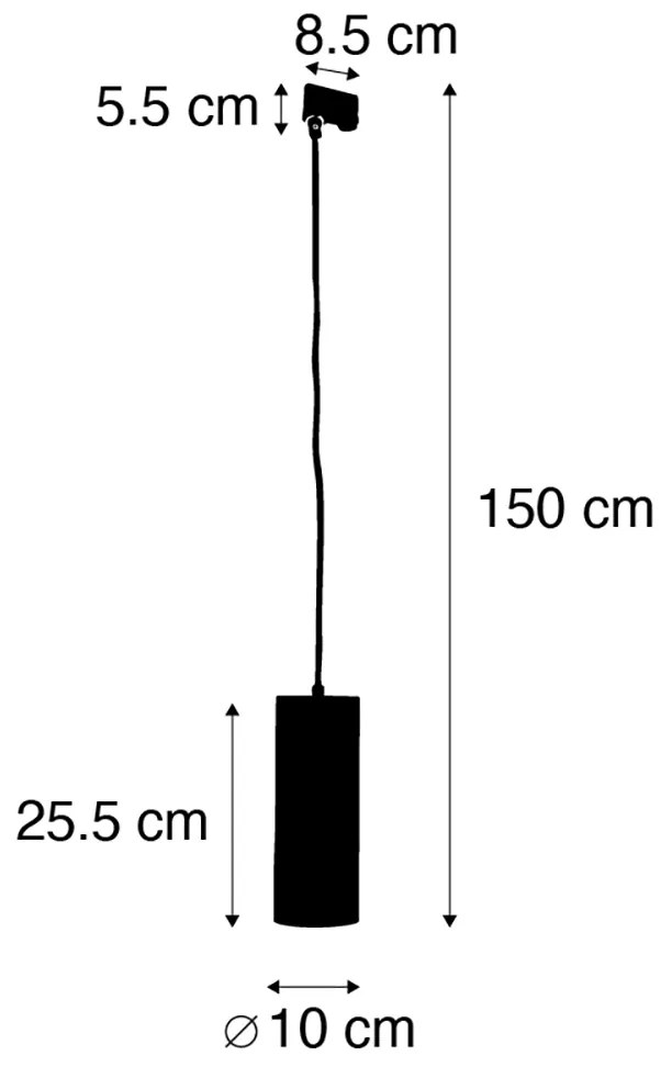 Candeeiro suspenso de design preto com adaptador de calha trifásico - Tubo trifásico
