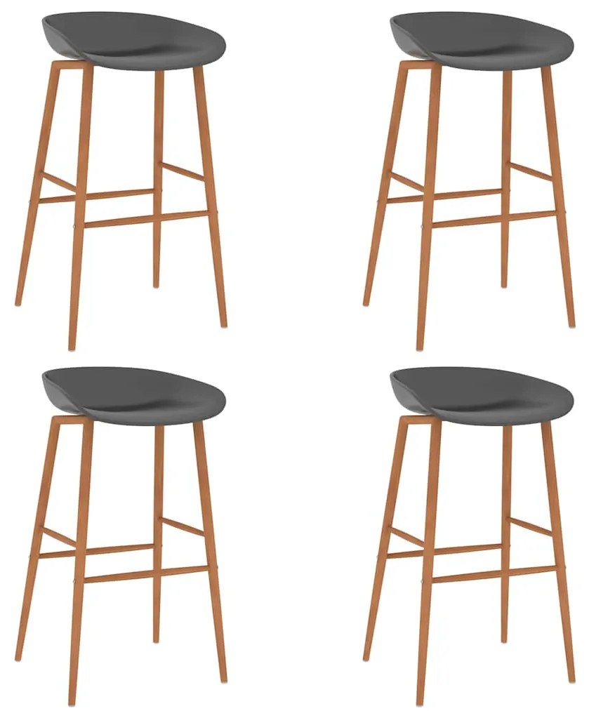 vidaXL Cadeiras de bar 4 pcs cinzento