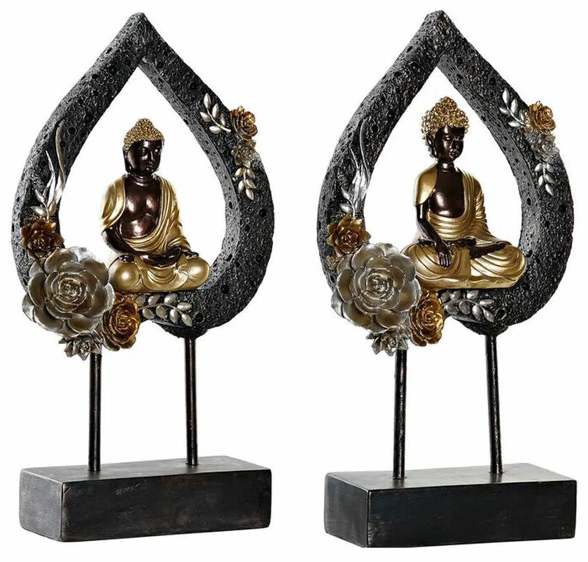 Figura Decorativa DKD Home Decor Metal Resina Buda (2 pcs) (19 x 7.7 x 35 cm)