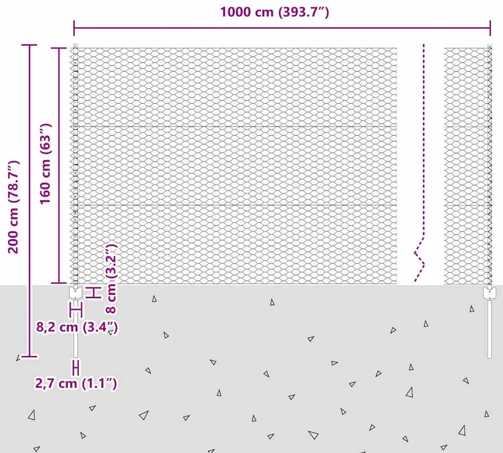 Postes de Cerca vidaXL 10 pcs Canal U Cinza 160 cm Aço