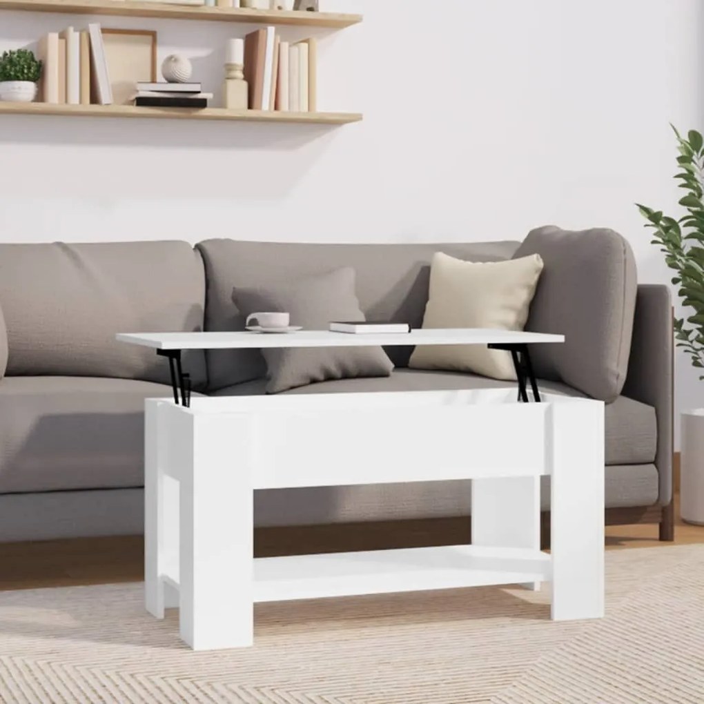 vidaXL Mesa centro 101x49x52 cm madeira processada branco brilhante