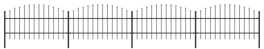 Cerca de jardim com topo em lanças (0,75-1)x6,8 m aço preto
