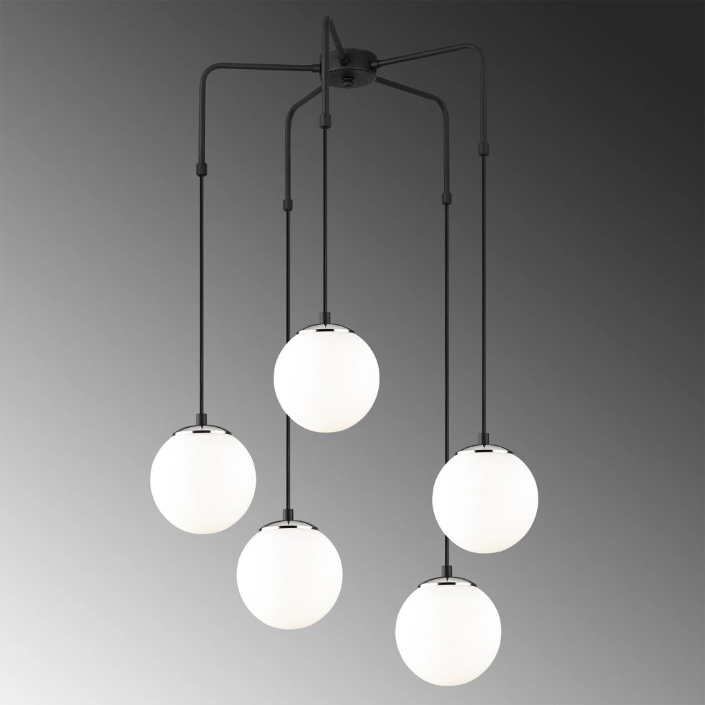 Candeeiro de Teto Uzum – Preto e Branco – 60 cm de Diâmetro, 100 cm de