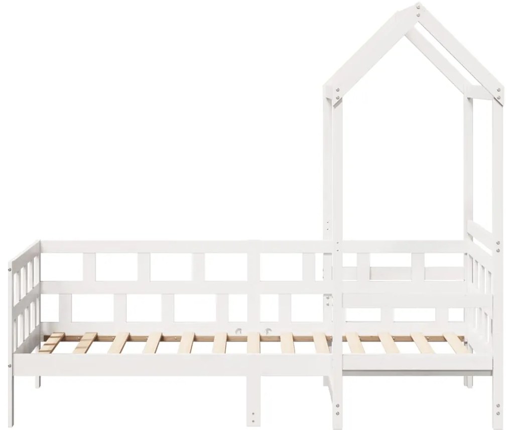 Sofá-cama c/ telhado 90x190 cm madeira de pinho maciça branco