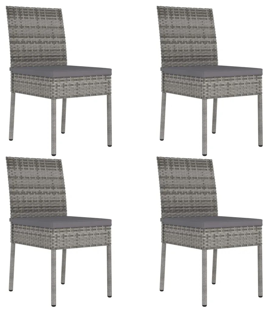 5 pcs conjunto de jantar para jardim vime PE cinzento