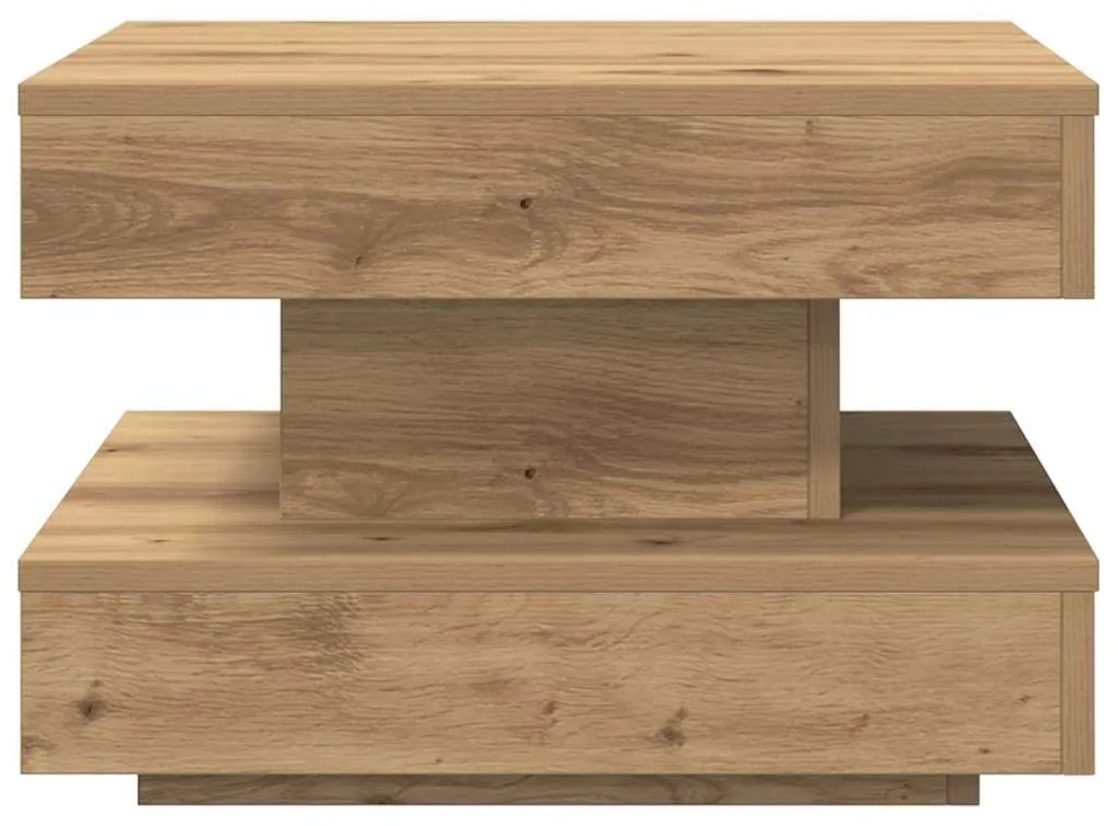 Mesa centro rotativa a 360graus 50x50x34,5cm carvalho artisiano