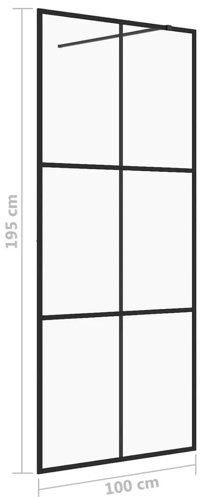 Divisória de chuveiro c/ vidro transparente ESG 100x195cm preto