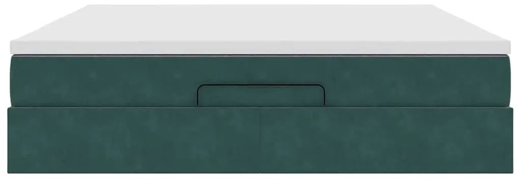 Estrutura de cama otomana com colchão 180x200 cm verde escuro