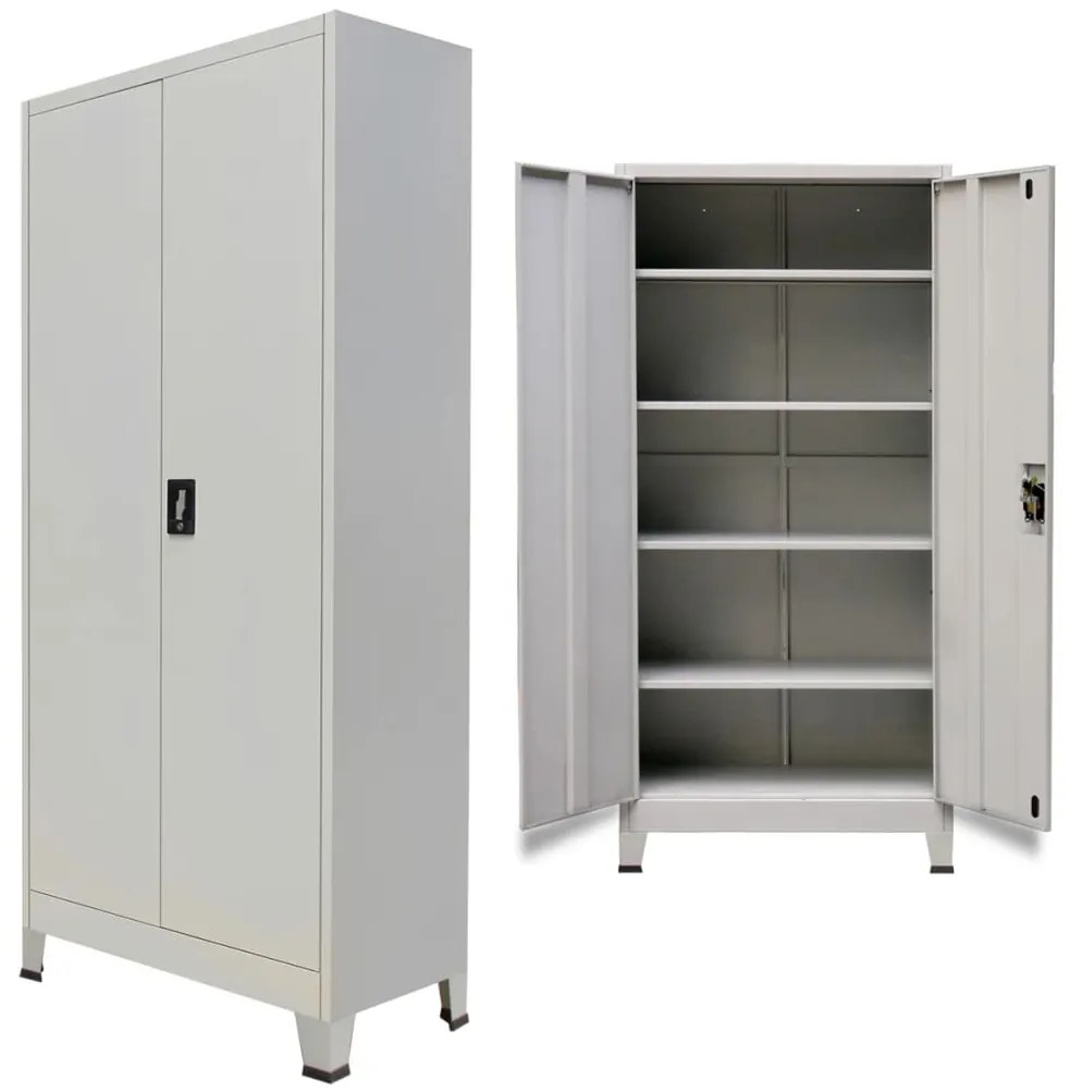 Armário de escritório com 2 portas aço 90x40x180 cm cinzento