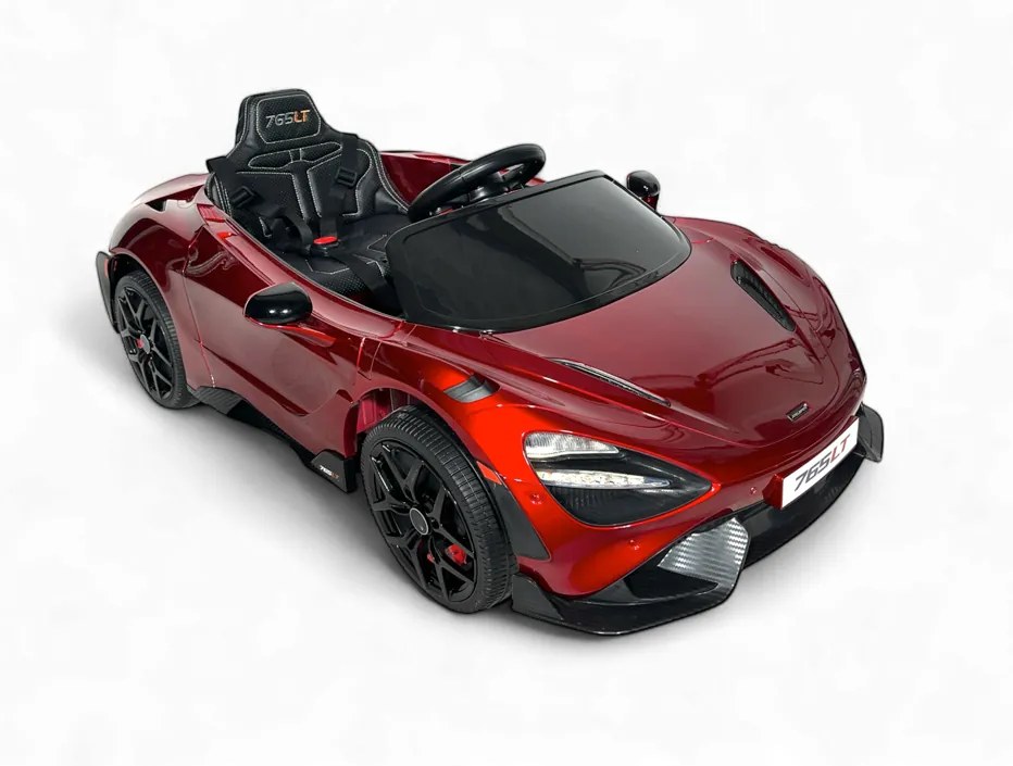 Carro elétrico para crianças McLaren 765LT, 12V pneus de borracha EVA, assento em pele artificial Vermelho