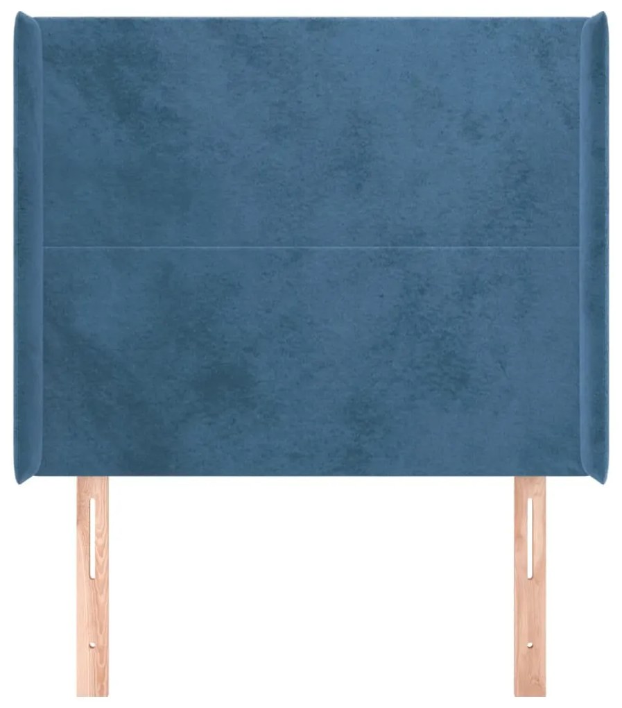 Cabeceira cama c/ abas veludo 83x16x118/128 cm azul-escuro