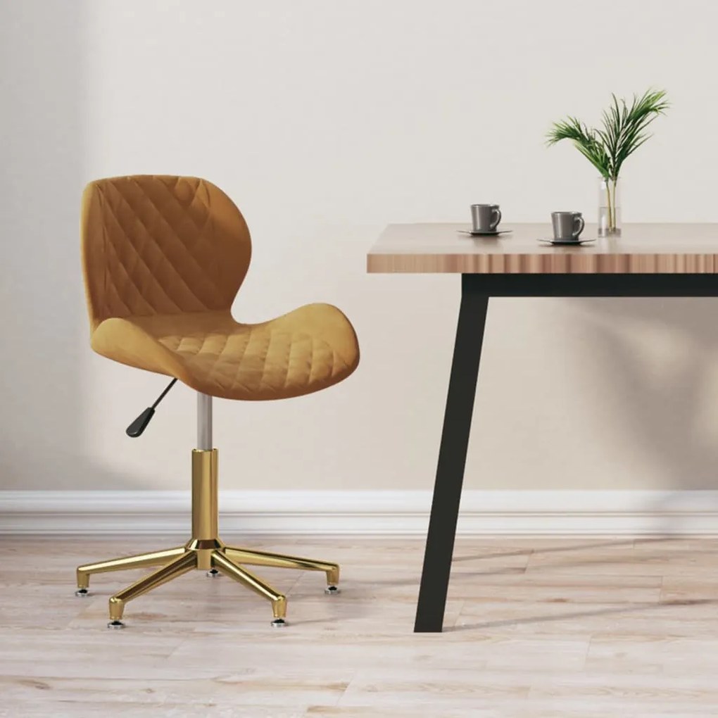 335038 vidaXL Swivel Dining Chair Brown Velvet