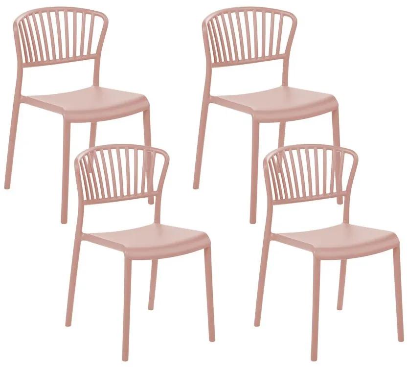 Conjunto de 4 cadeiras de jantar em plástico rosa GELA Beliani