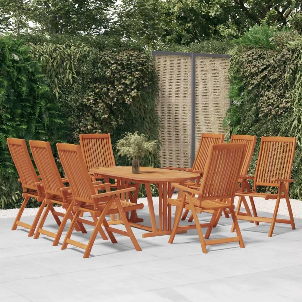 vidaXL Cadeiras de jardim dobráveis 8 pcs eucalipto maciço