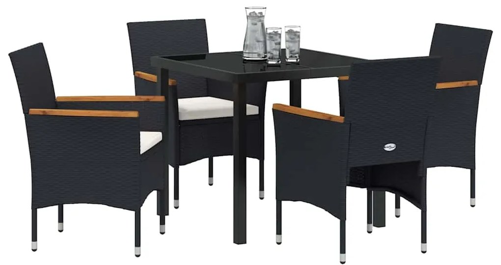 Conjunto de Jantar de Jardim com 5 Peças em Rattan Preto