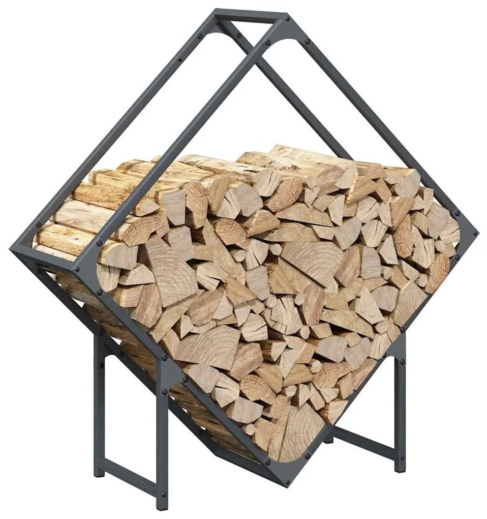 Suporte para lenha 80x25x80 cm aço laminado a frio antracite