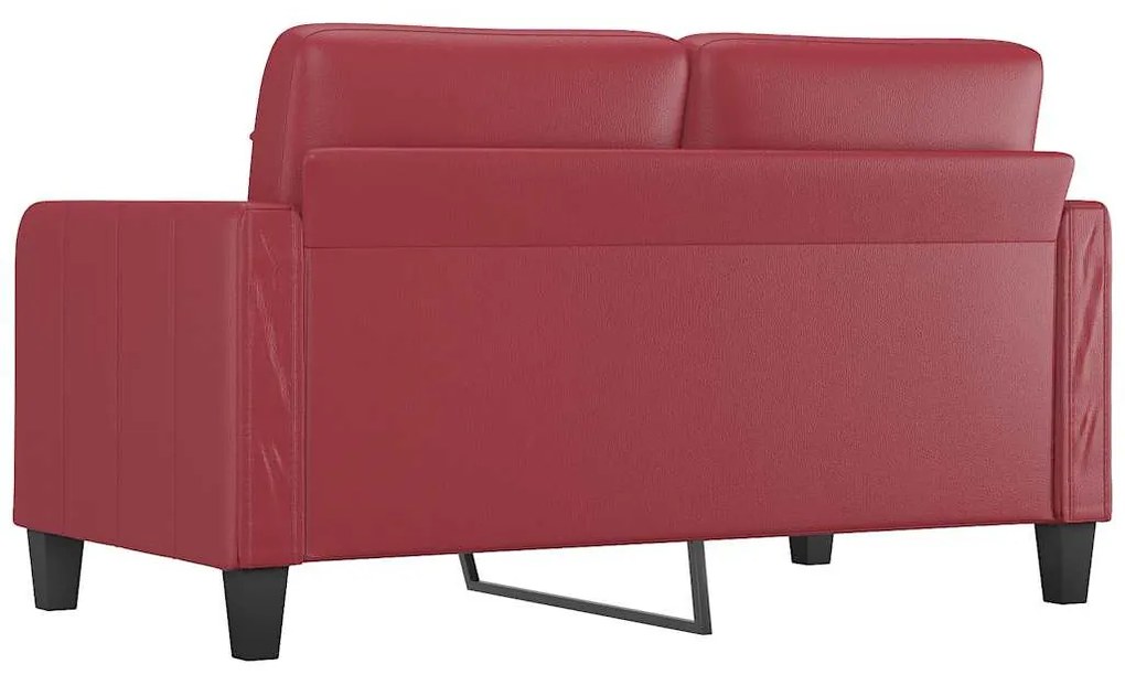 Sofá de 2 lugares 140 cm couro artificial vermelho tinto