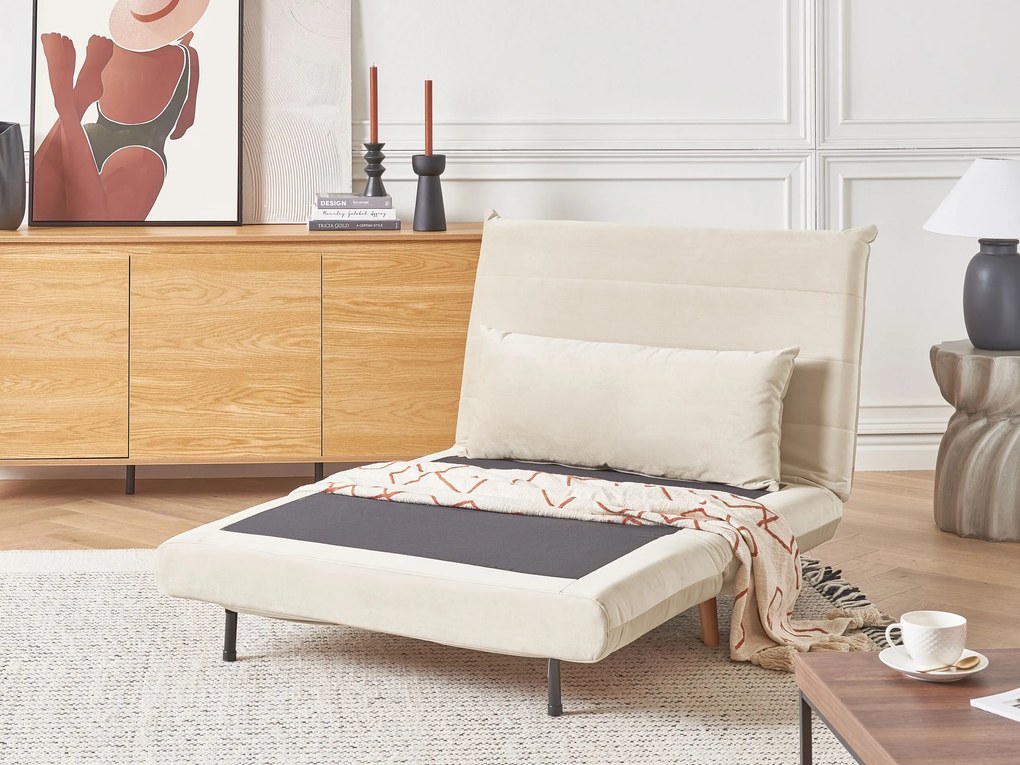 Sofá-cama em veludo creme SETTEN Beliani