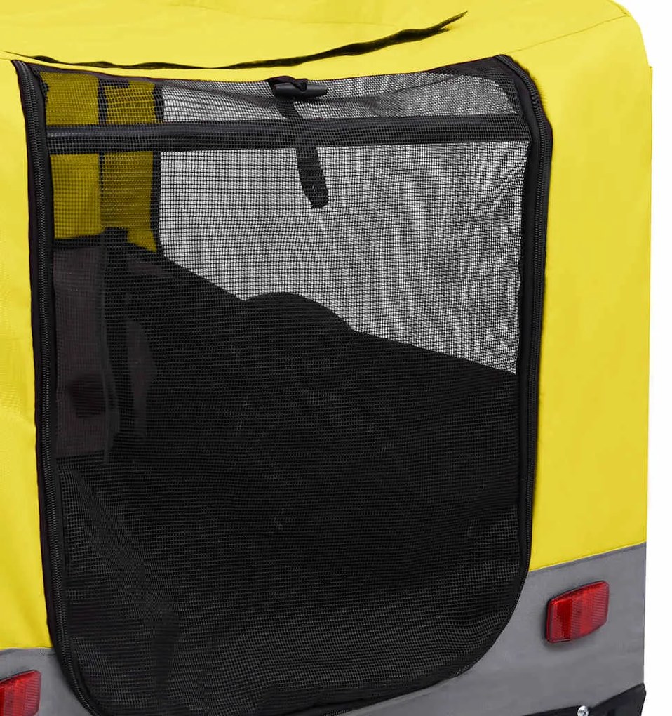 Reboque bicicletas/carrinho para animais 2-em-1 amarelo/cinza