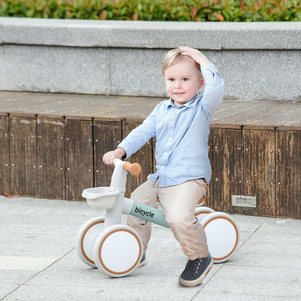 Bicicleta sem Pedais para Crianças de 12-36 Meses Bicicleta de Equilíbrio com Assento Ajustável 56x27x39 cm Verde