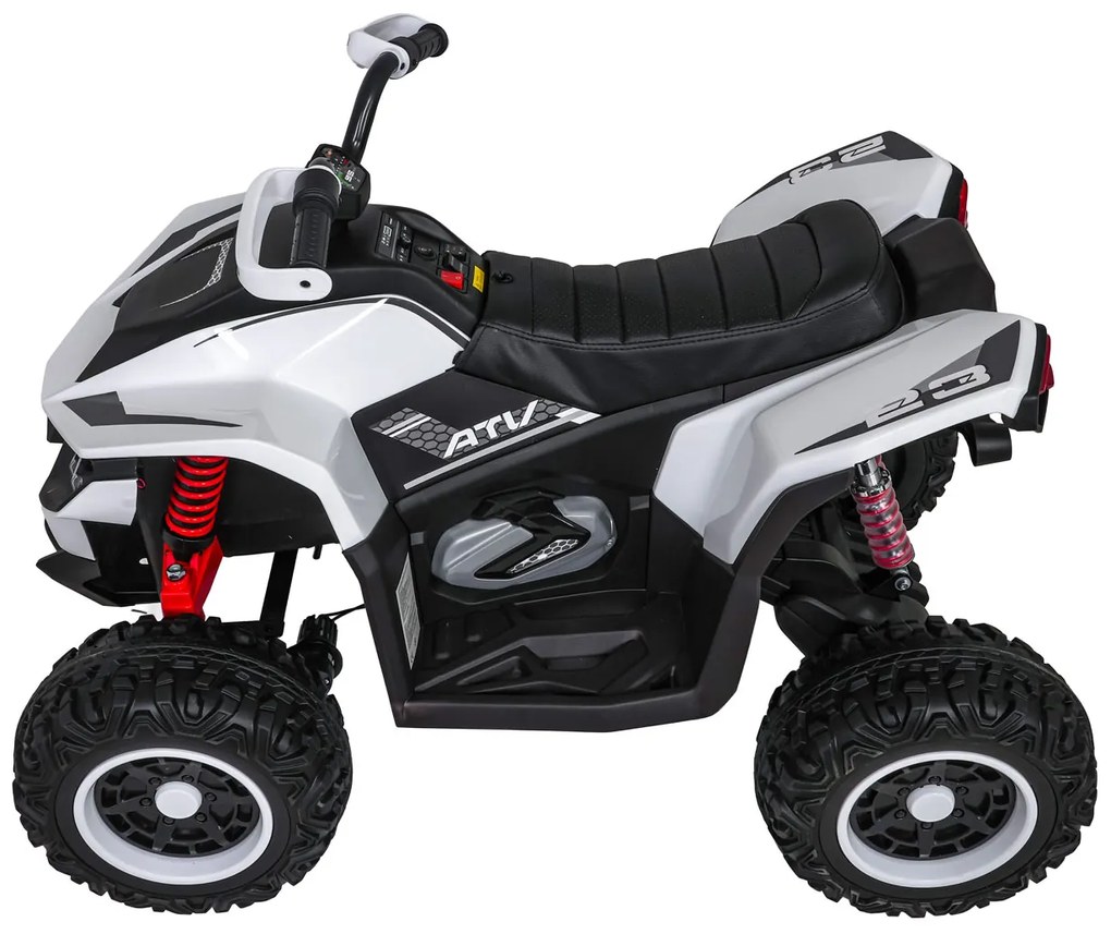 Moto 4 elétrica para crianças 12V 4x4 Fast Wheel, Controle remoto, Rodas Espuma EVA, assento couro ecológico Branca