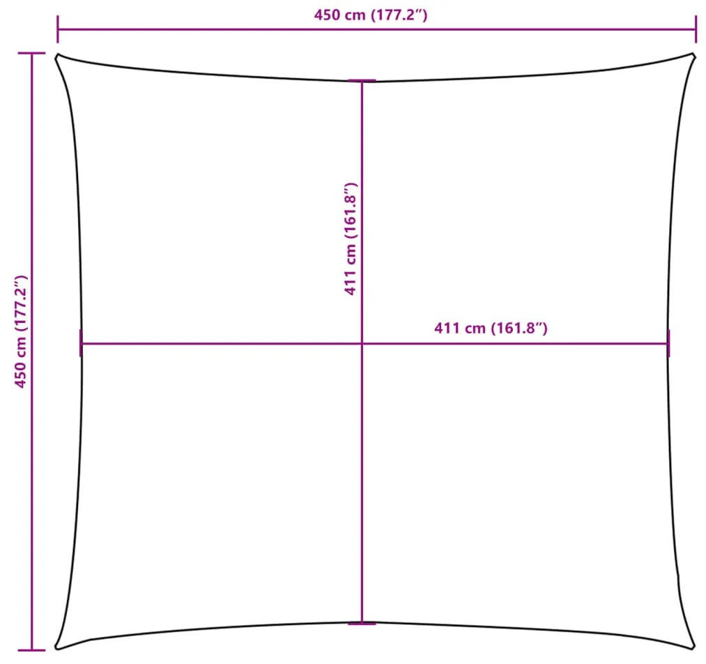 Para-sol estilo vela tecido oxford quadrado 4,5x4,5 m castanho