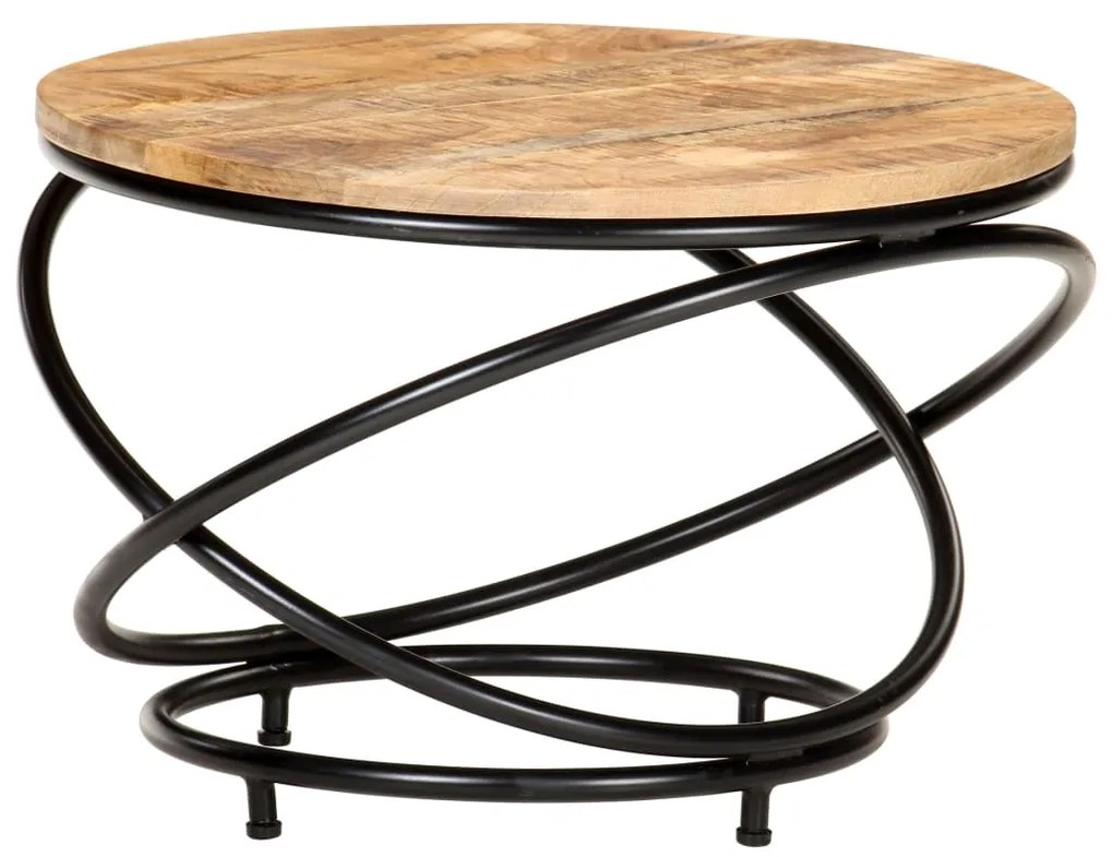 vidaXL Mesa de centro 60x60x40 cm mangueira áspera maciça preto