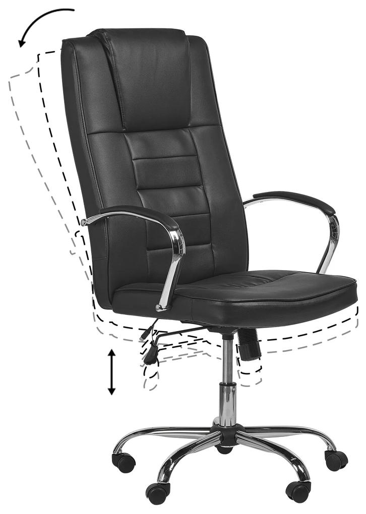 Cadeira de escritório com função de massagem em pele sintética preta GRANDEUR Beliani