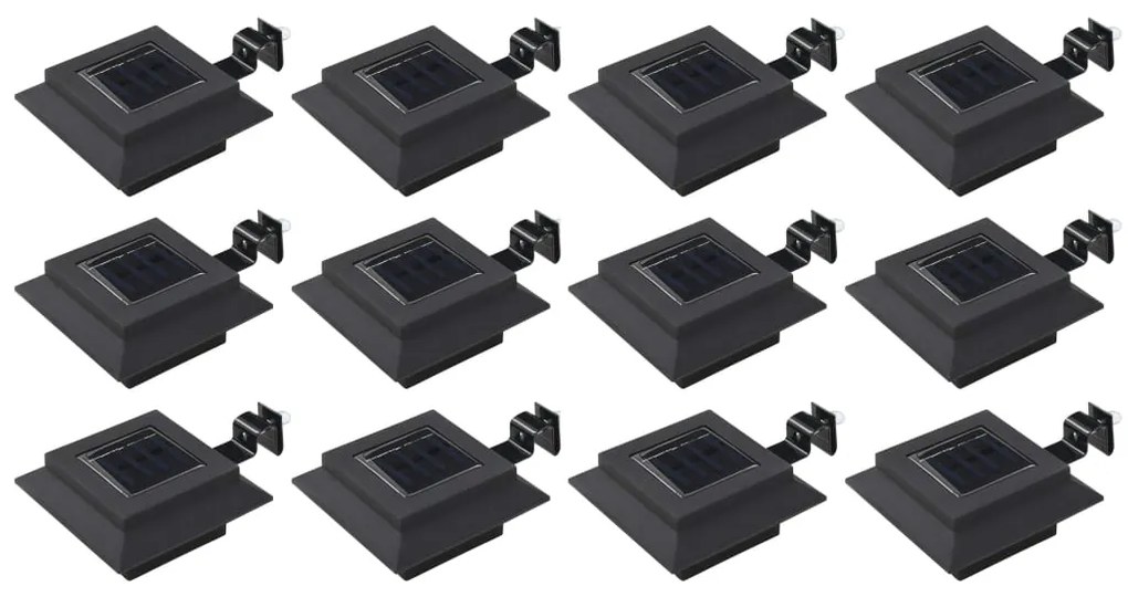 Candeeiro de exterior solar LED 12 pcs preto quadrado 12 cm