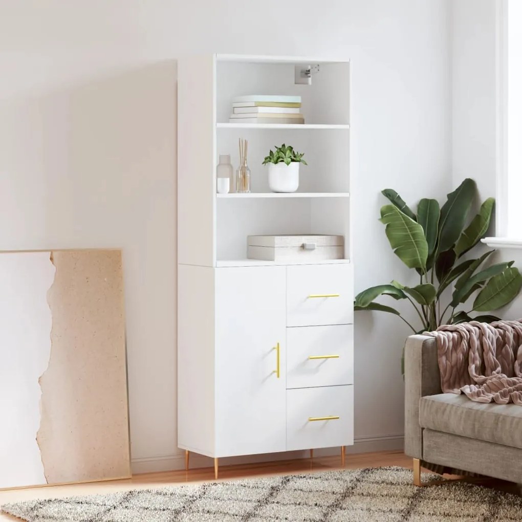 vidaXL Armário alto 69,5x34x180 cm derivados de madeira branco