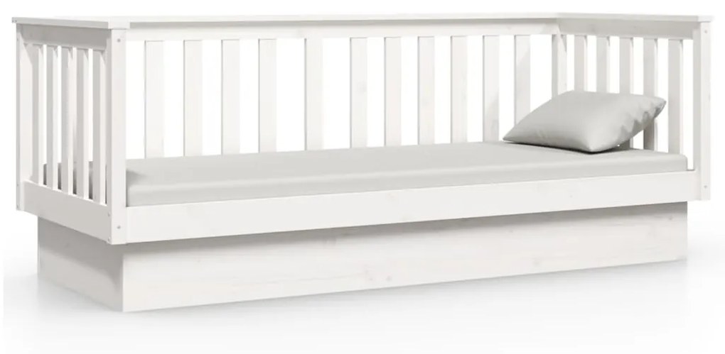 Sofá-cama 90x190 cm madeira de pinho maciça branco