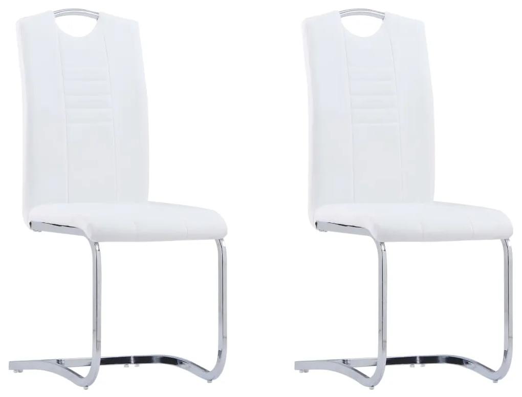 281777 vidaXL Cadeiras de jantar cantilever 2 pcs couro artificial branco