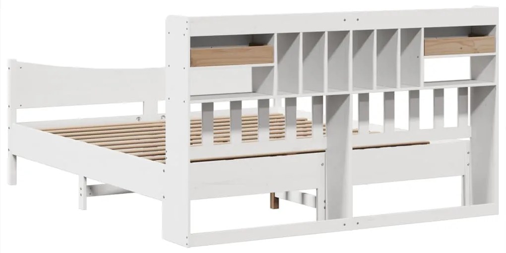 Cama sem colchão 200x200 cm madeira de pinho maciça branco